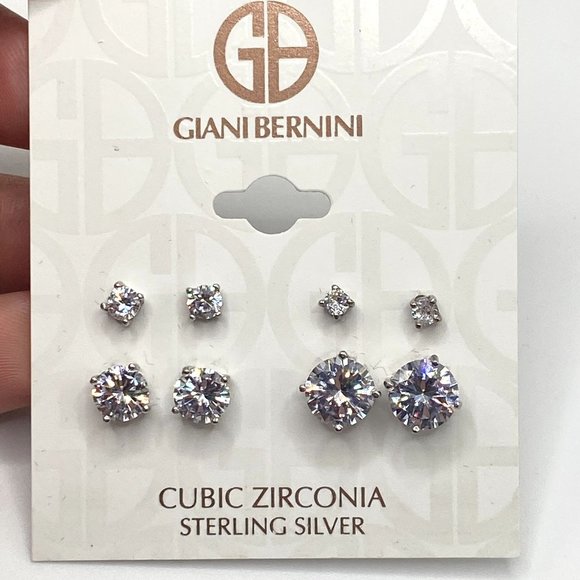 Giani Bernini Jewelry - GIANI BERNINI 4-Pc. Set Cubic Zirconia Stud Earrings in Sterling Silver